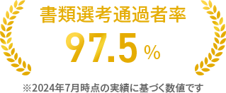 書類選考通過者率 97.5%